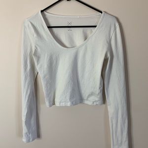 white swoop neck crop top